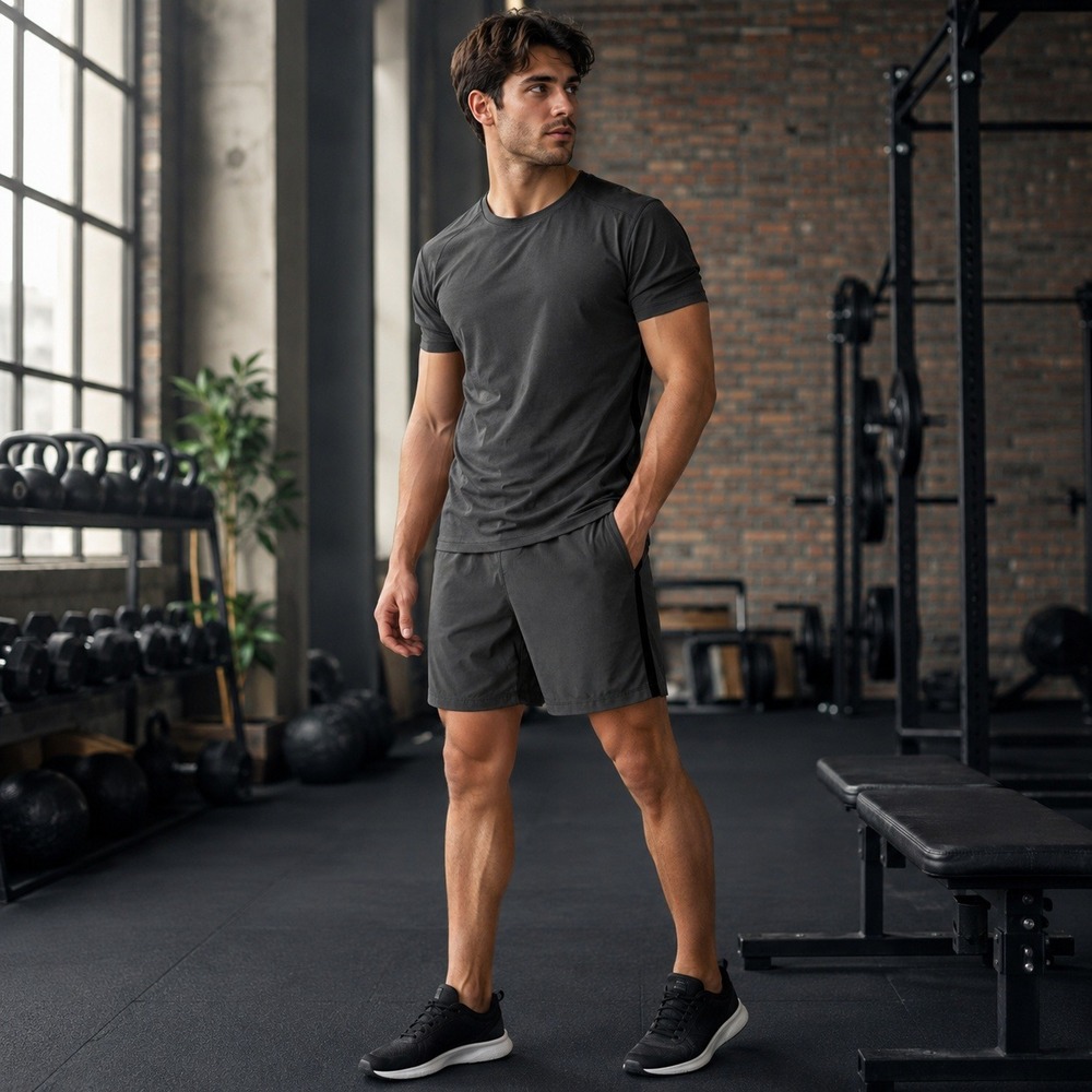 Asics Run Shorts Mens XL Gray Black Double Stripe Athletic Training MS2016CW NWT